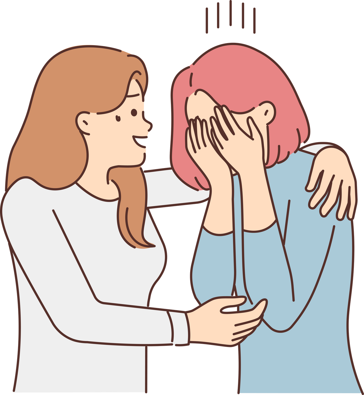 Caring woman comfort unhappy friend